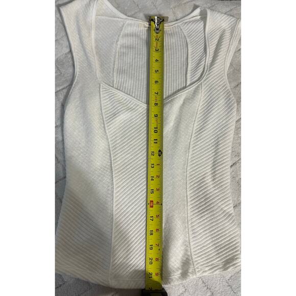 We The Free Free People White Ribbed Sculpted Tank Top L Stretch Fitted Corset - Picture 7 of 7